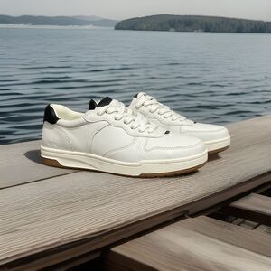 Madewell Women's Lace Up Court Sneakers in White Leather Size 10